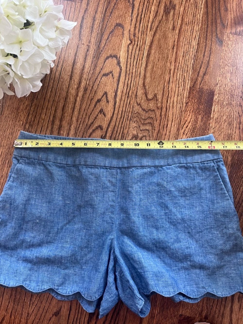 LOFT Chambray Scallop Hem Riviera Shorts Size 8 - Picture 6 of 8